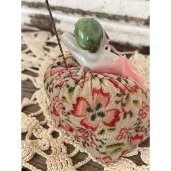 Antique Bathing Beauty Type pincushion Half Doll On Chair Legs out Japan - Picture 7 of 11